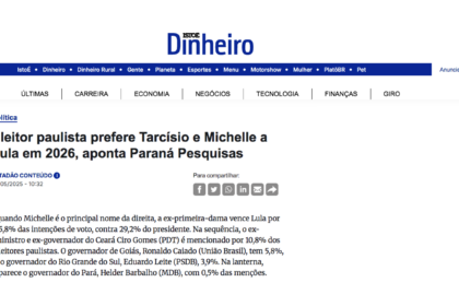 Istoé cita pesquisa realizada pela Paraná Pesquisas.