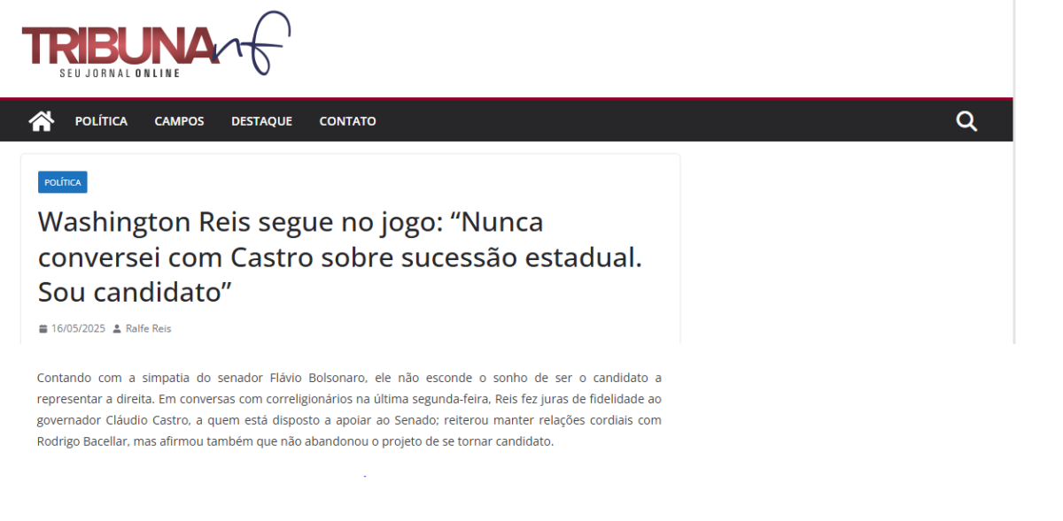Tribuna NF cita pesquisa realizada pela Paraná Pesquisas no Estado do Rio de Janeiro.