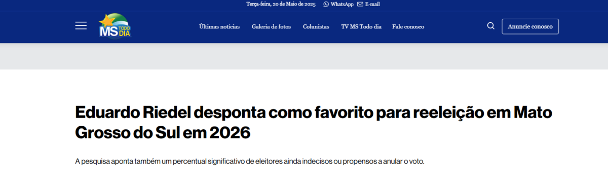 MS Todo dia cita pesquisa realizada pela Paraná Pesquisas do Estado de Mato Grosso do Sul. 2 MS Todo dia cita pesquisa realizada pela Paraná Pesquisas do Estado de Mato Grosso do Sul.