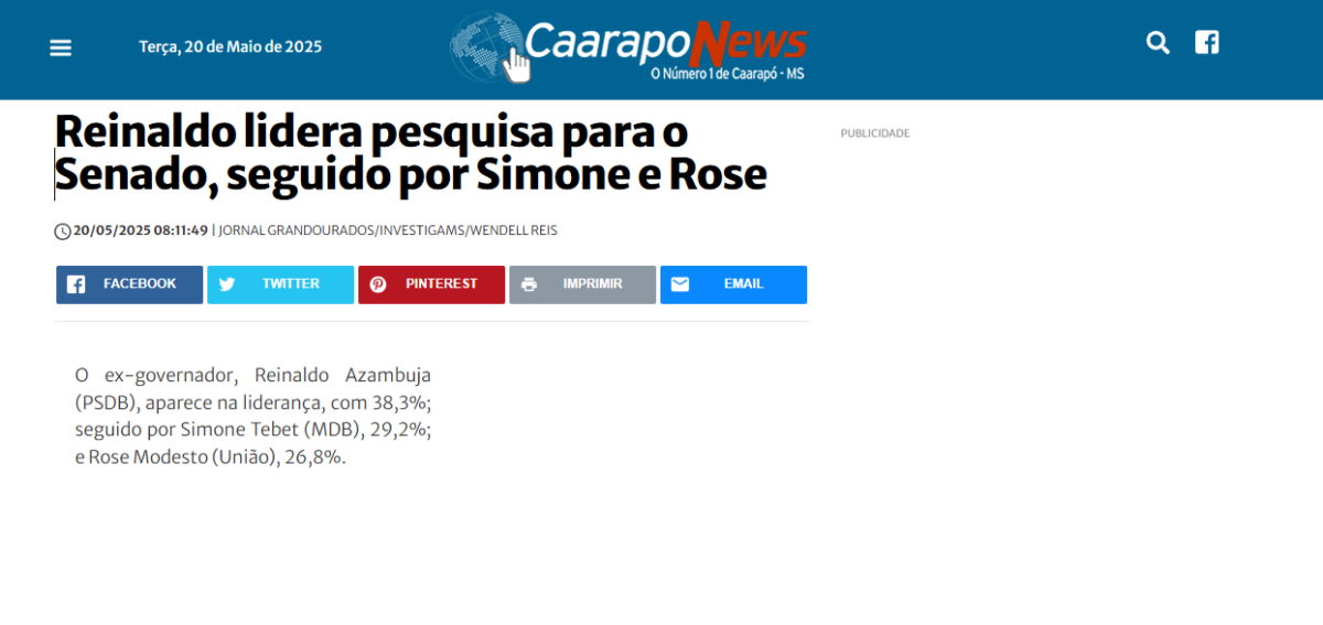 Caarapó News cita pesquisa realizada pela Paraná Pesquisas no Estado de Mato Grosso do Sul. 2 Caarapó News cita pesquisa realizada pela Paraná Pesquisas no Estado de Mato Grosso do Sul.