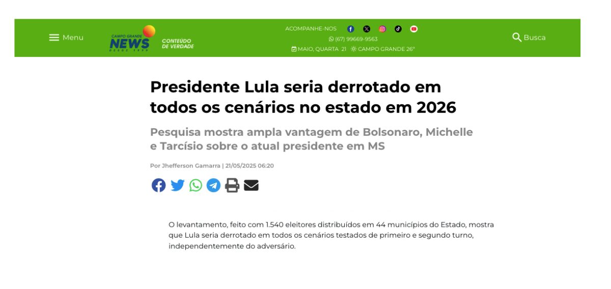 Campo Grande News cita pesquisa realizada pela Paraná Pesquisas no Estado de Mato Grosso do Sul. 2 Campo Grande News cita pesquisa realizada pela Paraná Pesquisas no Estado de Mato Grosso do Sul.