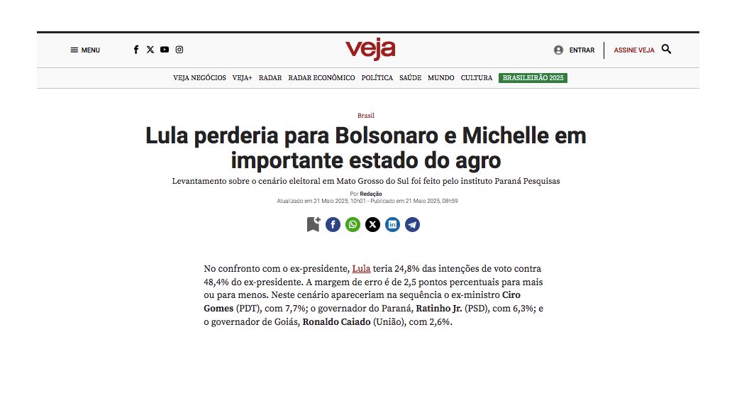 Veja cita pesquisa realizada pela Paraná Pesquisas no Estado de Mato Grosso do Sul. 2 Veja cita pesquisa realizada pela Paraná Pesquisas no Estado de Mato Grosso do Sul.