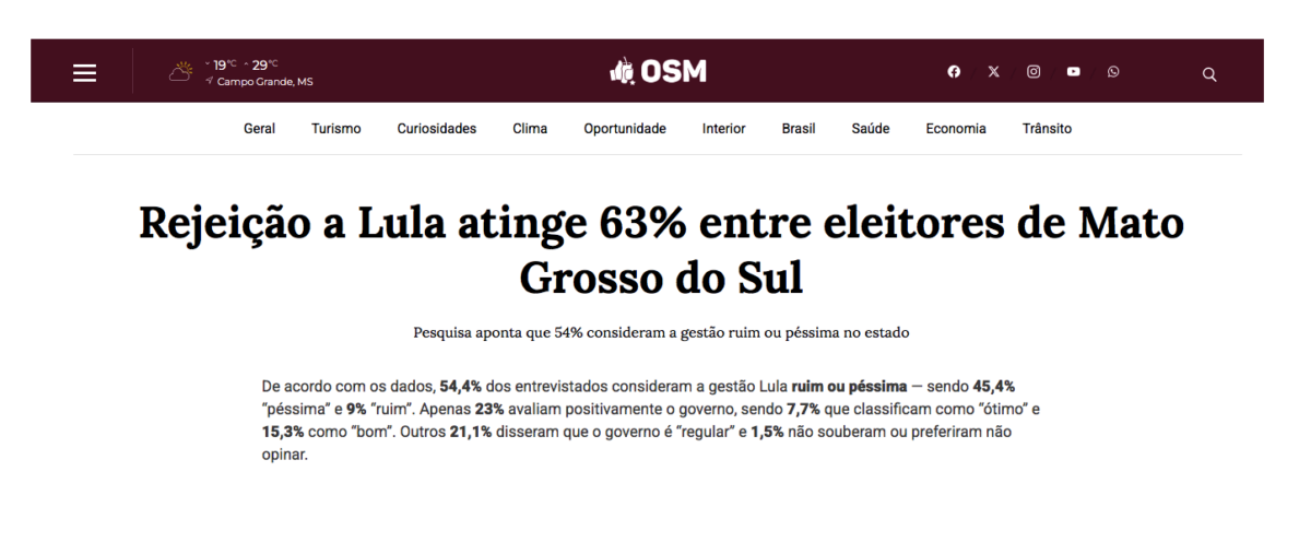 O Sul Mato Grossense cita pesquisa realizada pela Paraná Pesquisas no Estado de Mato Grosso do Sul. 2 O Sul Mato Grossense cita pesquisa realizada pela Paraná Pesquisas no Estado de Mato Grosso do Sul.