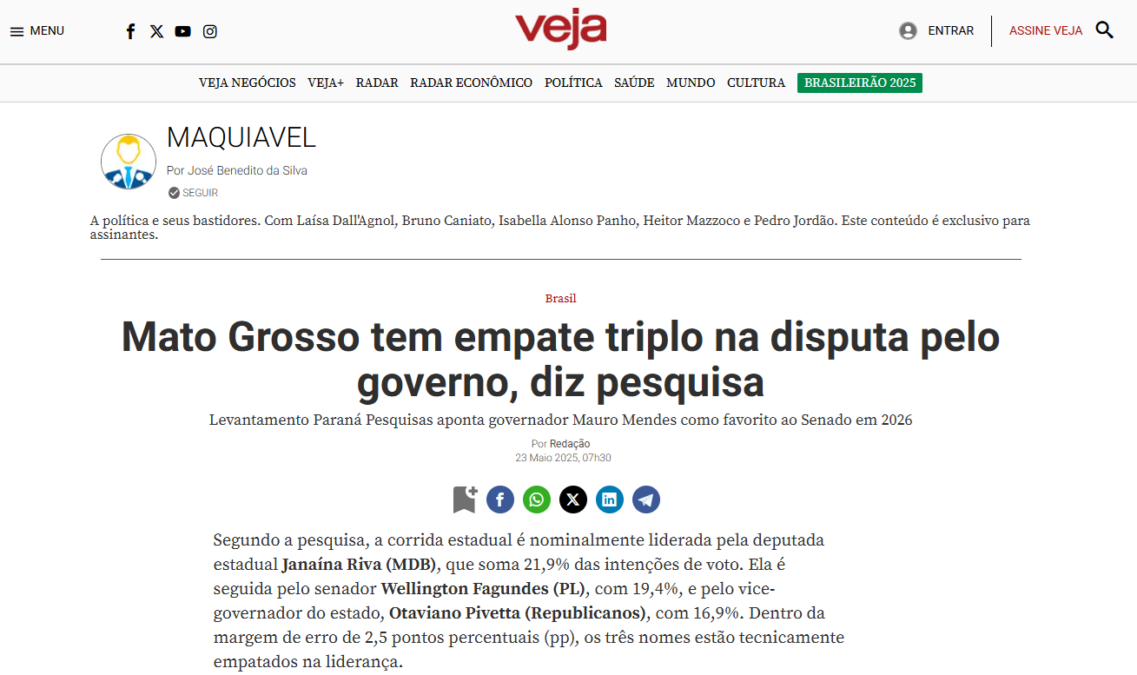 Veja cita pesquisa realizada pela Paraná Pesquisas no Estado de Mato Grosso. 2 Veja cita pesquisa realizada pela Paraná Pesquisas no Estado de Mato Grosso.