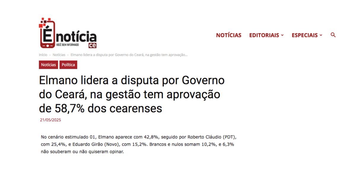 É Notícia cita pesquisa realizada pela Paraná Pesquisas no Estado de Mato Grosso. 2 É Notícia cita pesquisa realizada pela Paraná Pesquisas no Estado de Mato Grosso.