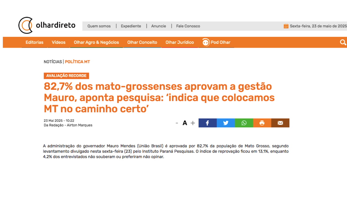 Olhar Direito cita pesquisa realizada pela Paraná Pesquisas no Estado de Mato Grosso. 2 Olhar Direito cita pesquisa realizada pela Paraná Pesquisas no Estado de Mato Grosso.