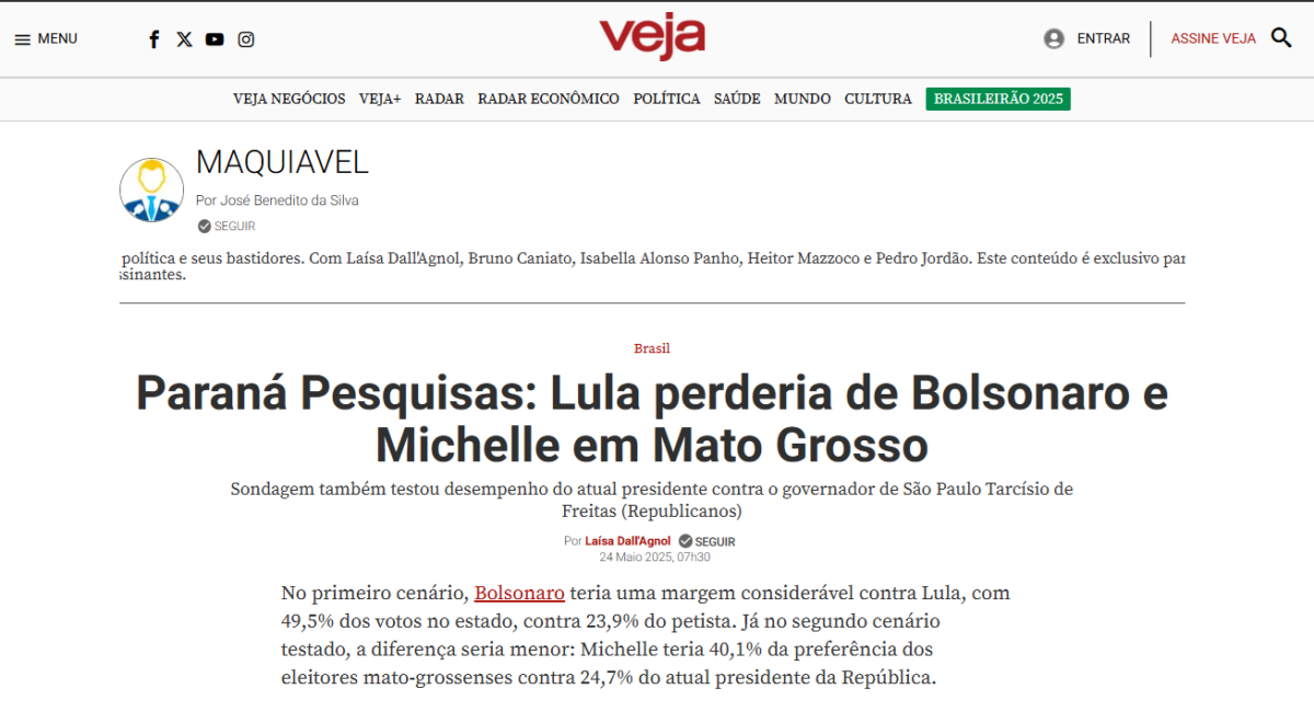 Veja cita pesquisa realizada pela Paraná Pesquisas no Estado de Mato Grosso. 2 Veja cita pesquisa realizada pela Paraná Pesquisas no Estado de Mato Grosso.
