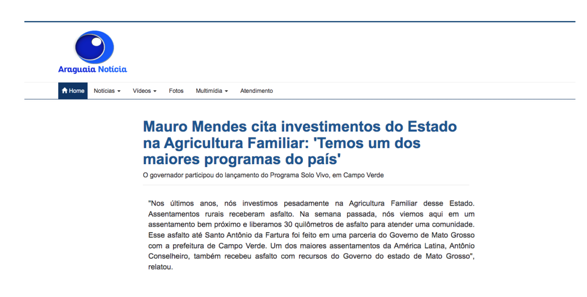 Araguaiana Notícia cita pesquisa realizada pela Paraná Pesquisas no Estado de Mato Grosso.