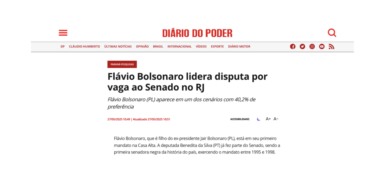 Diário do Poder cita pesquisa realizada pela Paraná Pesquisas no Estado do Rio de Janeiro. 2 Diário do Poder cita pesquisa realizada pela Paraná Pesquisas no Estado do Rio de Janeiro.