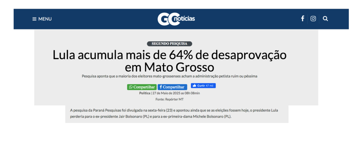 GC Notícias cita pesquisa realizada pela Paraná Pesquisas no Estado do Paraná. 2 GC Notícias cita pesquisa realizada pela Paraná Pesquisas no Estado do Paraná.