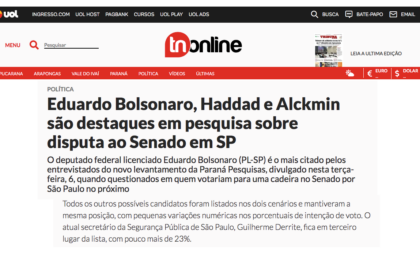 TN Online cita pesquisa realizada pela Paraná Pesquisas.
