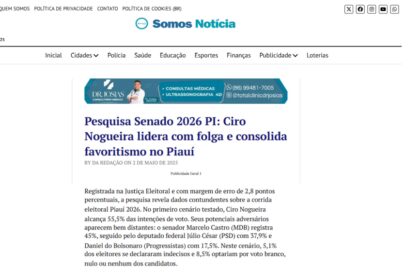 Somos Notícia cita pesquisa realizada pela Paraná Pesquisas.