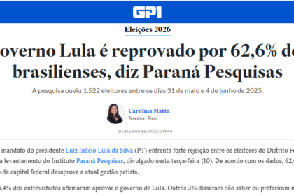 GP1 cita pesquisa realizada pela Paraná Pesquisas no Distrito Federal.