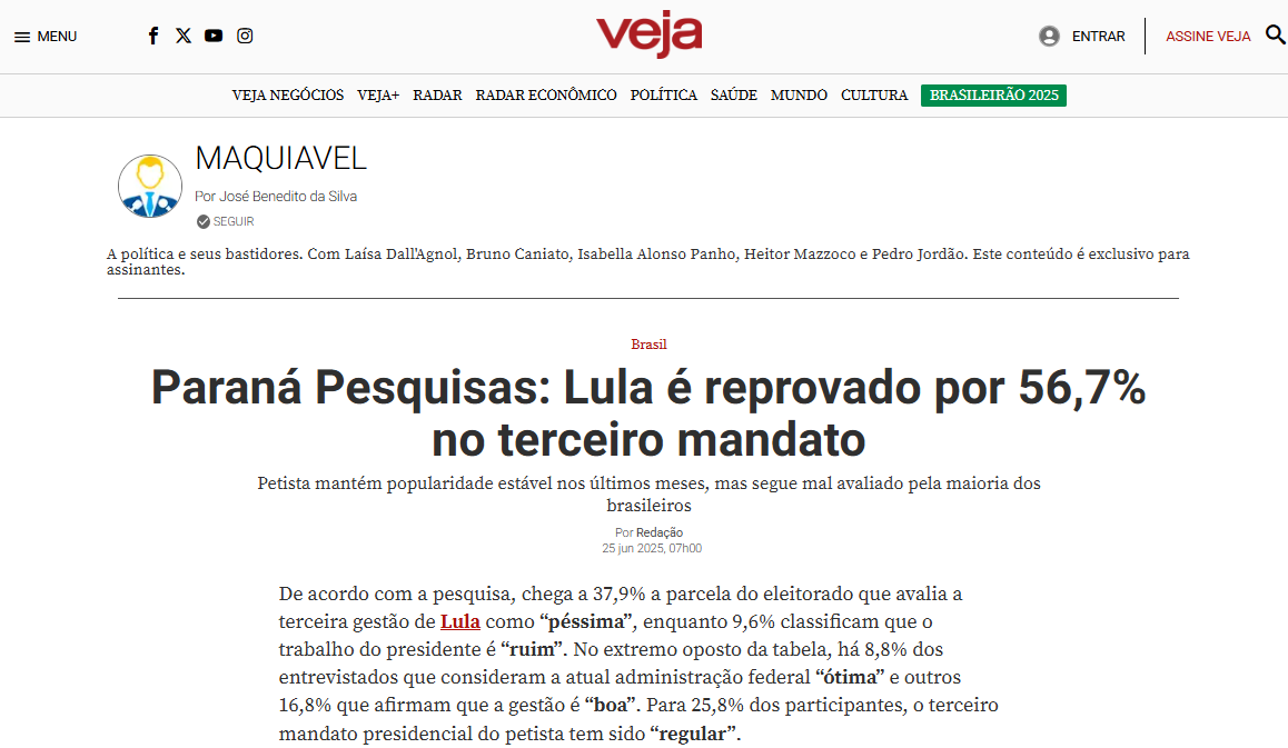 Veja cita pesquisa realizada pela Paraná Pesquisas. 2 Veja cita pesquisa realizada pela Paraná Pesquisas.