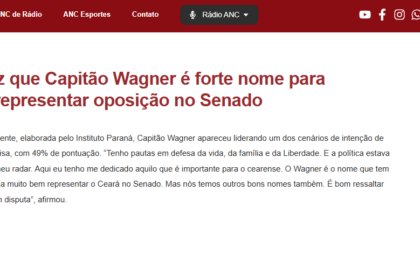 A Notícia do Ceará cita pesquisa realizada pela Paraná Pesquisas no Estado do Paraná.