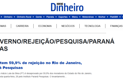 ISTOÉ cita pesquisa realizada pela Paraná Pesquisas no Estado do Rio de Janeiro.