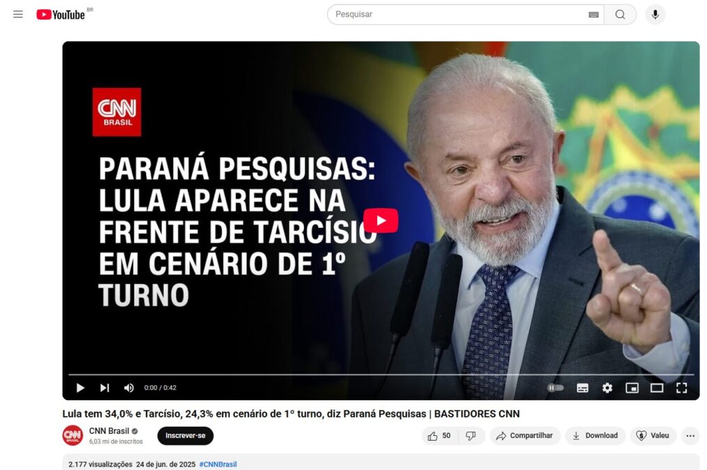 CNN Brasil cita pesquisa realizada pela Paraná Pesquisas.