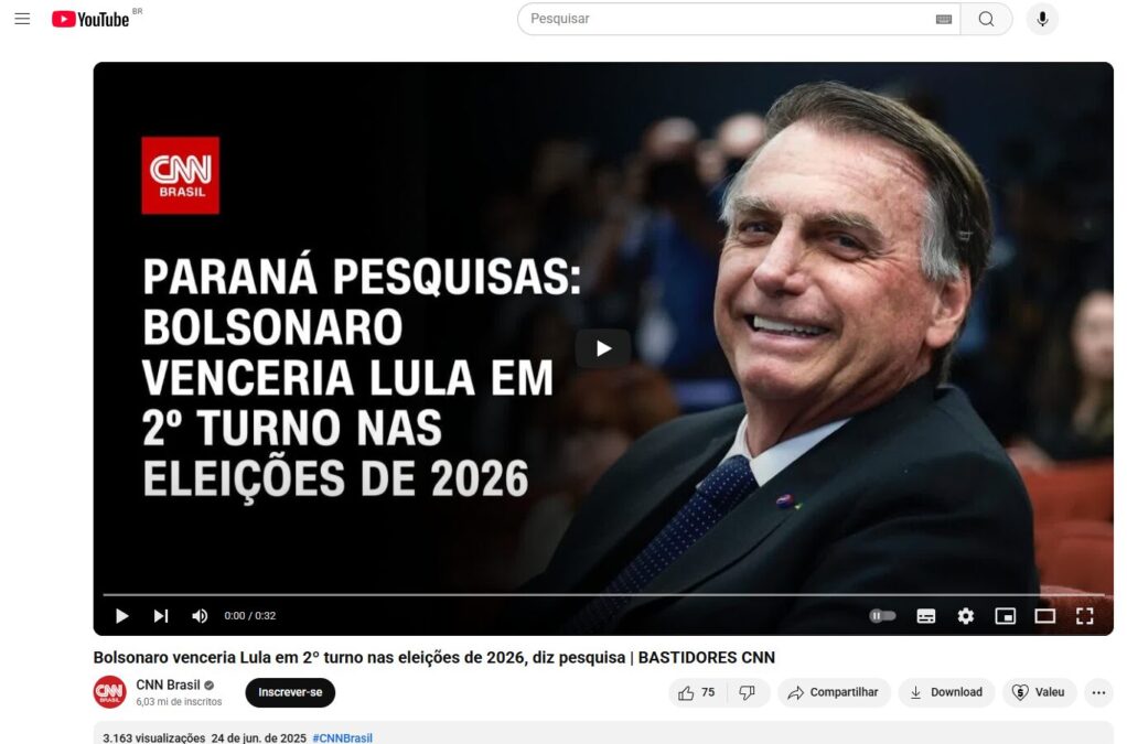CNN Brasil cita pesquisa realizada pela Paraná Pesquisas.
