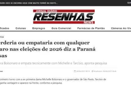 Jornal Resenhas News cita pesquisa realizada pela Paraná Pesquisas.