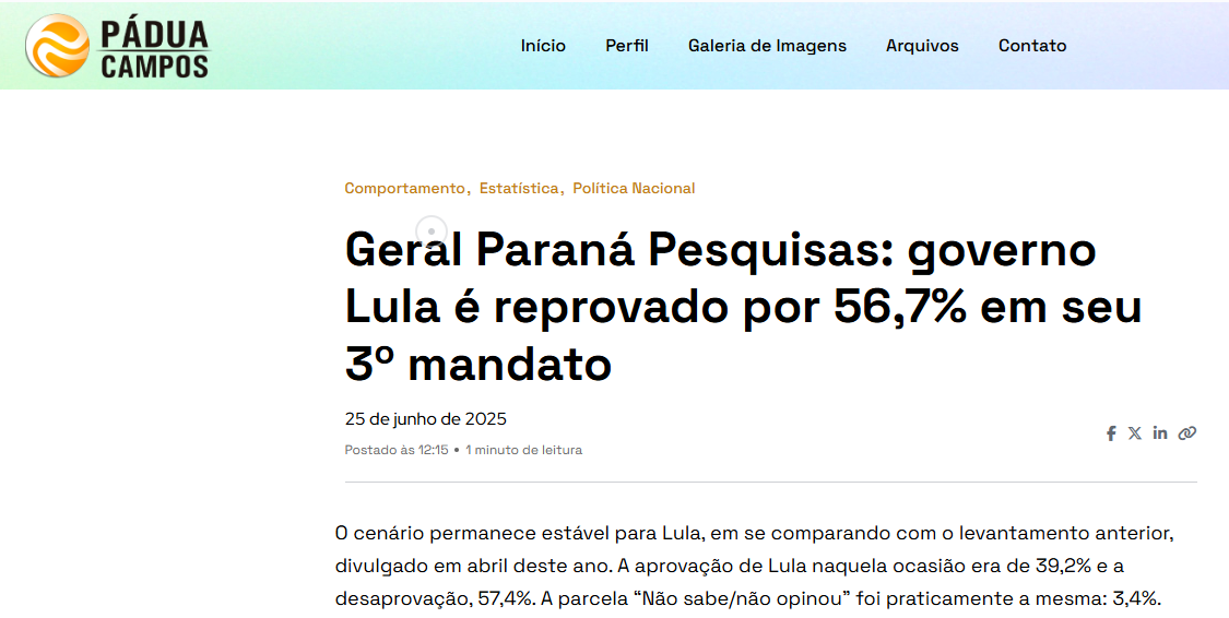 Blog Pádua Campos cita pesquisa realizada pela Paraná Pesquisas. 2 Blog Pádua Campos cita pesquisa realizada pela Paraná Pesquisas.