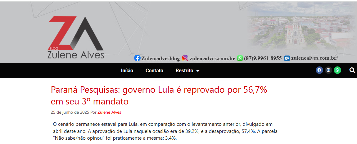 Blog Zulene Alves cita pesquisa realizada pela Paraná Pesquisas. 2 Blog Zulene Alves cita pesquisa realizada pela Paraná Pesquisas.