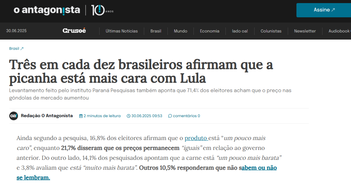 O Antagonista cita pesquisa realizada pela Paraná Pesquisas. 2 O Antagonista cita pesquisa realizada pela Paraná Pesquisas.