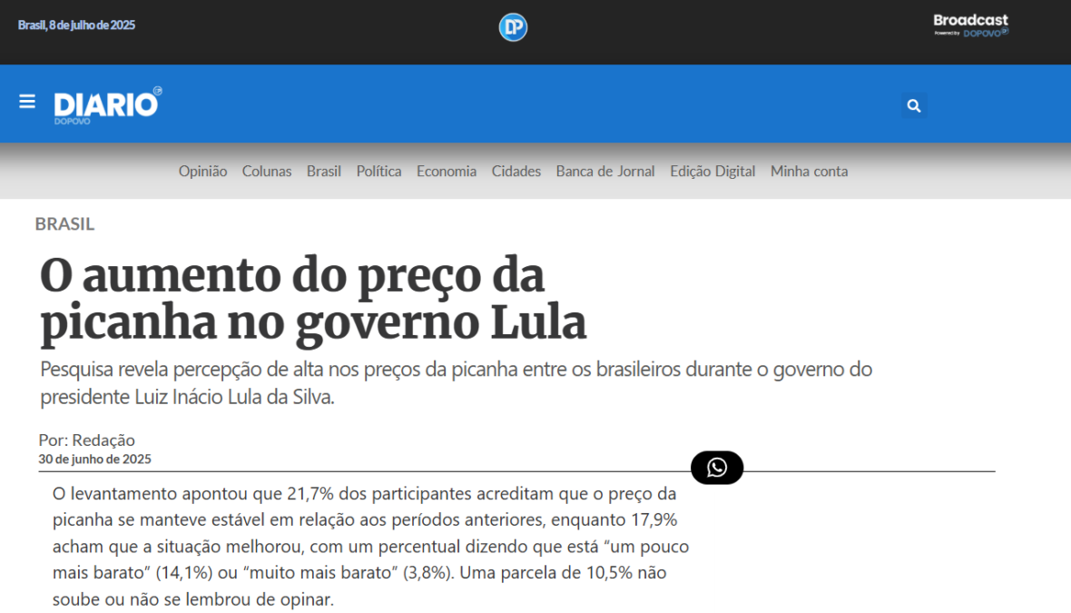 Diário do Povo cita pesquisa realizada pela Paraná Pesquisas. 2 Diário do Povo cita pesquisa realizada pela Paraná Pesquisas.