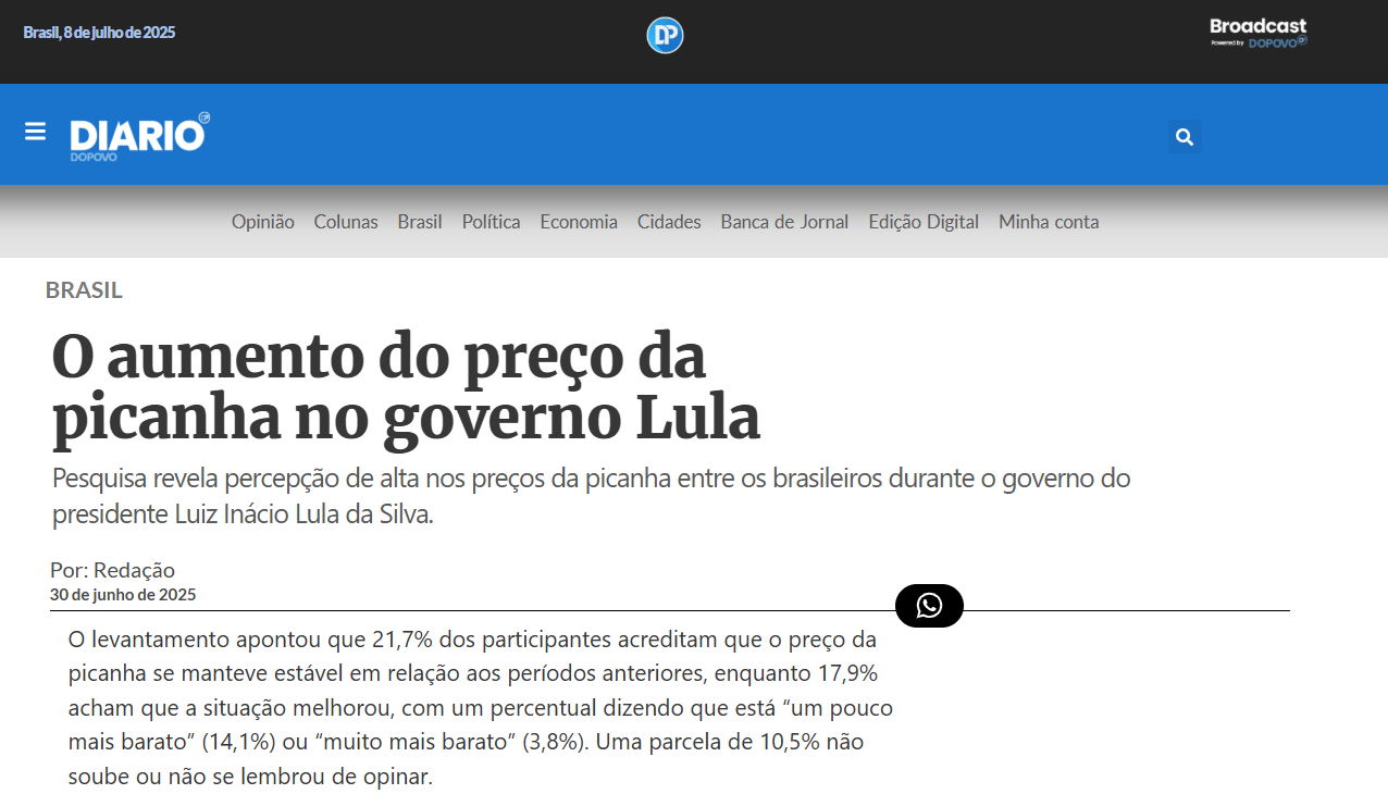 Diário do Povo cita pesquisa realizada pela Paraná Pesquisas. 1 Diário do Povo cita pesquisa realizada pela Paraná Pesquisas.