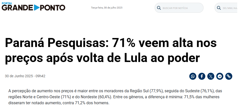 Grande Ponto cita pesquisa realizada pela Paraná Pesquisas. 2 Grande Ponto cita pesquisa realizada pela Paraná Pesquisas.