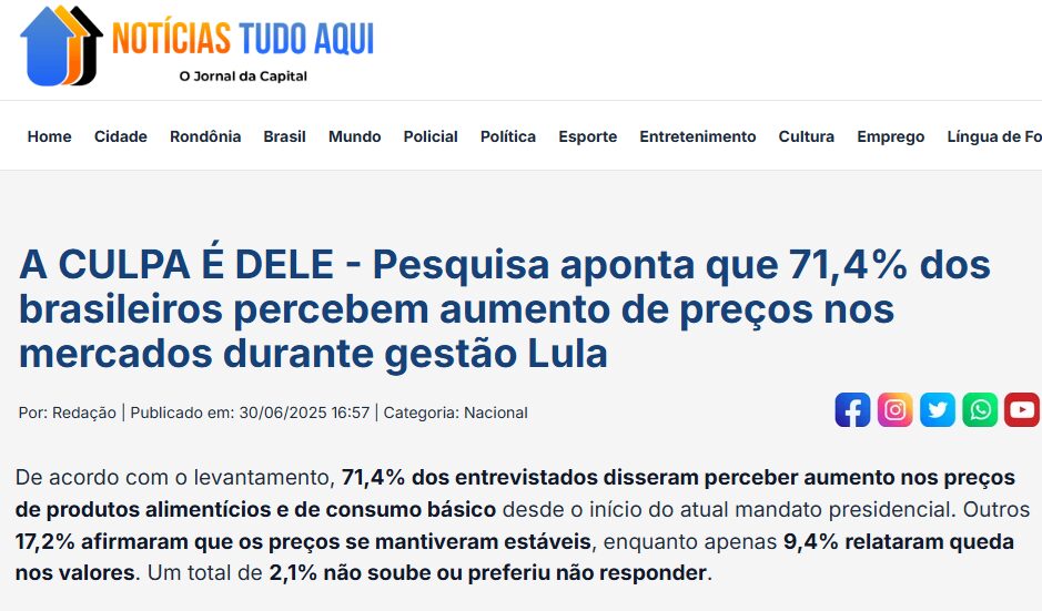 Notícia Tudo Aqui cita pesquisa realizada pela Paraná Pesquisas. 2 Notícia Tudo Aqui cita pesquisa realizada pela Paraná Pesquisas.