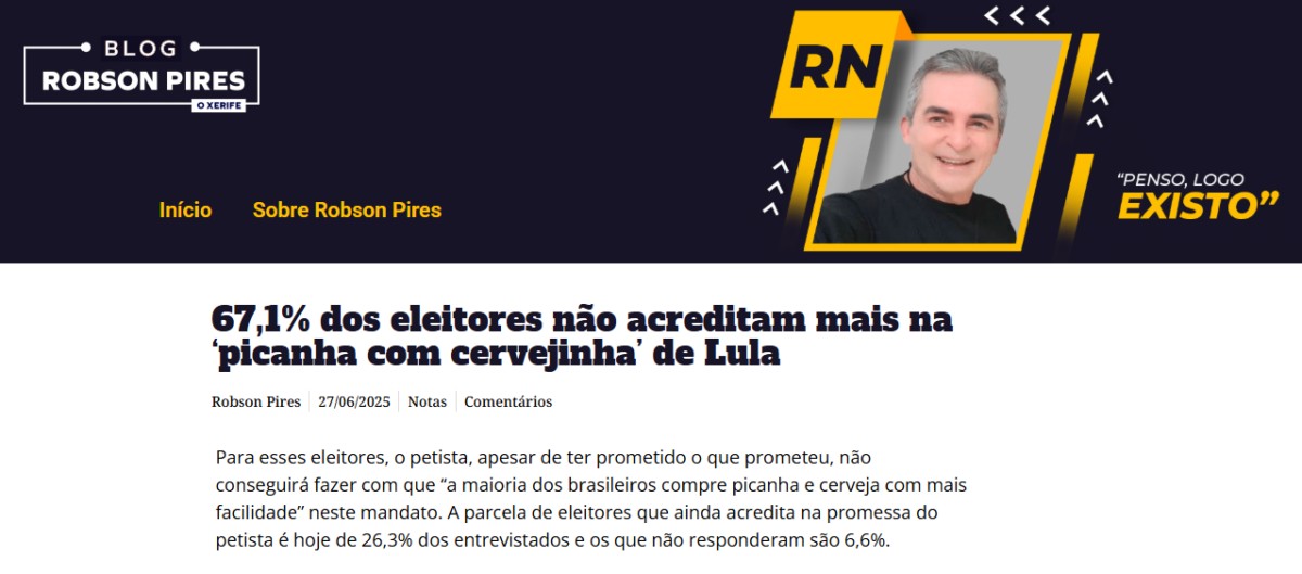 Blog Robson Pires cita pesquisa realizada pela Paraná Pesquisas. 2 Blog Robson Pires cita pesquisa realizada pela Paraná Pesquisas.