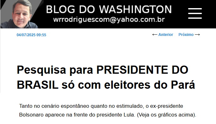 Blog do Washington cita pesquisa realizada pela Paraná Pesquisas no Estado do Pará. 2 Blog do Washington cita pesquisa realizada pela Paraná Pesquisas no Estado do Pará.