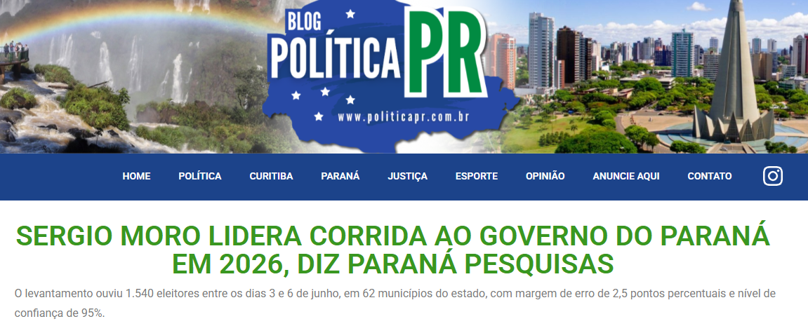 Blog Política cita pesquisa realizada pela Paraná Pesquisas no Estado do Paraná. 2 Blog Política cita pesquisa realizada pela Paraná Pesquisas no Estado do Paraná.