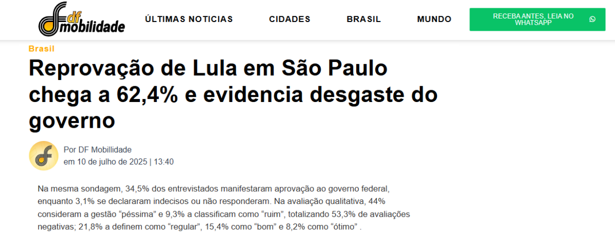DF Mobilidade cita pesquisa realizada pela Paraná Pesquisas no Estado de São Paulo. 2 DF Mobilidade cita pesquisa realizada pela Paraná Pesquisas no Estado de São Paulo.
