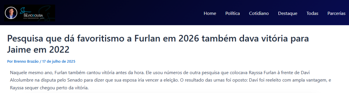 Blog Silvio Sousa cita pesquisa realizada pela Paraná Pesquisas no Estado do Amapá.