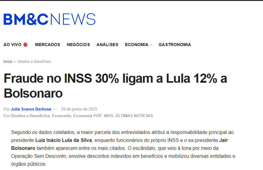 BM&C News cita pesquisa realizada pela Paraná Pesquisas. 2 BM&C News cita pesquisa realizada pela Paraná Pesquisas.