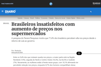 Diário do Povo cita pesquisa realizada pela Paraná Pesquisas.