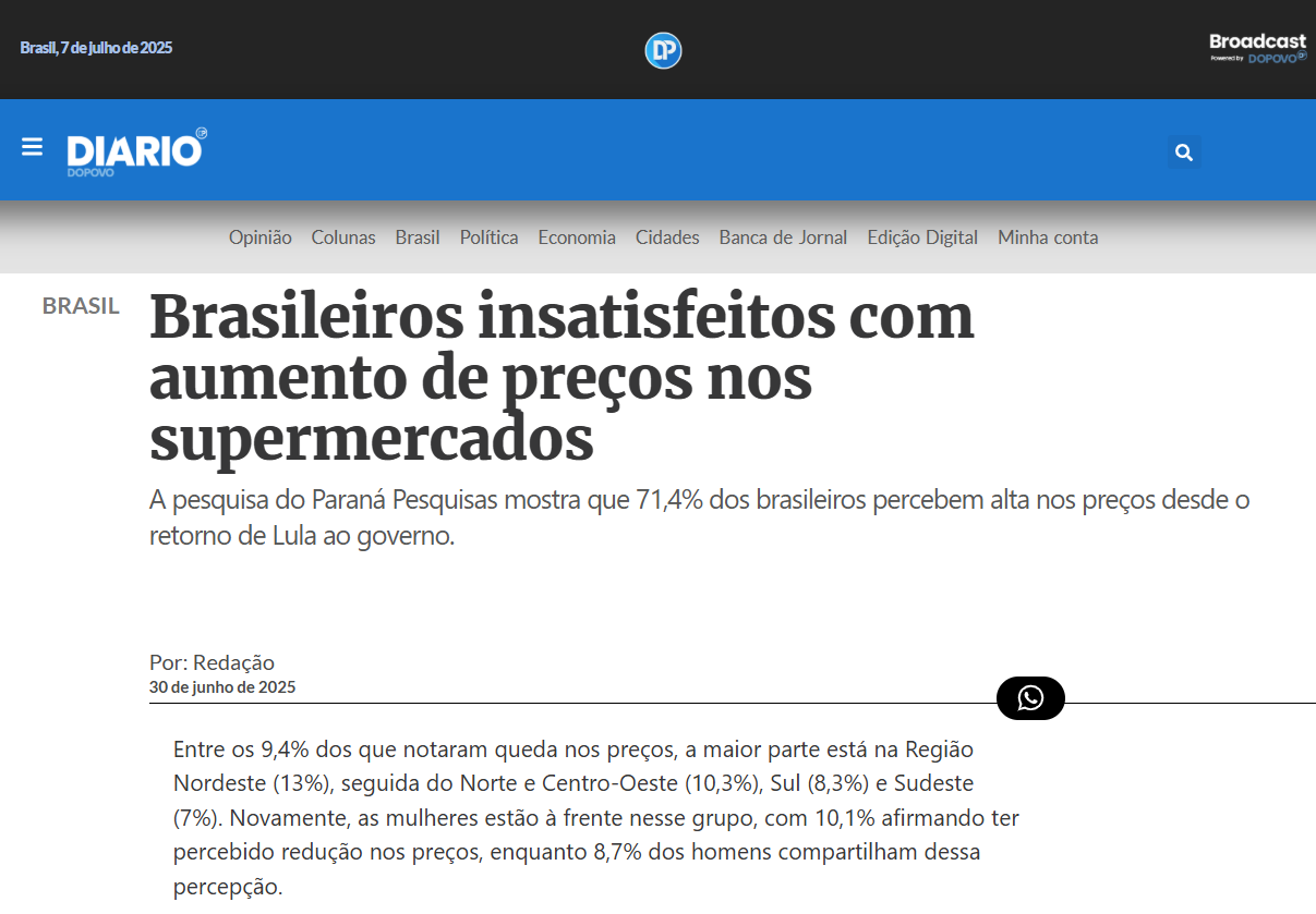 Diário do Povo cita pesquisa realizada pela Paraná Pesquisas. 1 Diário do Povo cita pesquisa realizada pela Paraná Pesquisas.