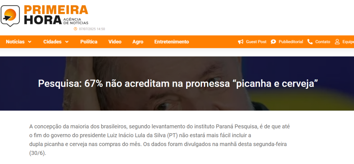 Primeira Hora cita pesquisa realizada pela Paraná Pesquisas. 2 Primeira Hora cita pesquisa realizada pela Paraná Pesquisas.