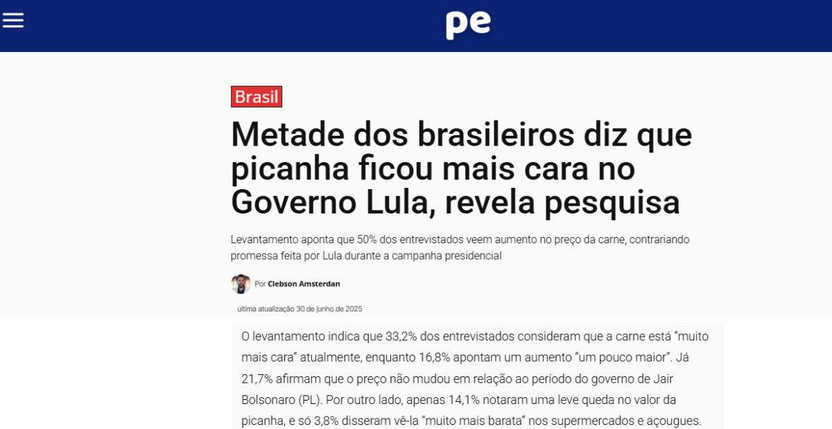Pernambuco Notícias cita pesquisa realizada pela Paraná Pesquisas.