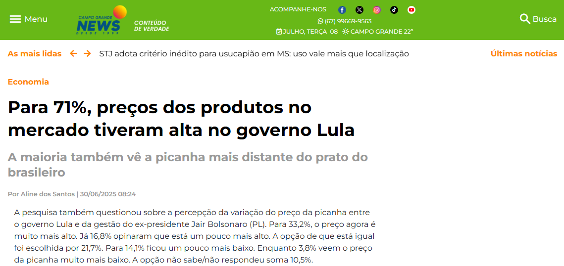 Campo Grande News cita pesquisa realizada pela Paraná Pesquisas. 2 Campo Grande News cita pesquisa realizada pela Paraná Pesquisas.