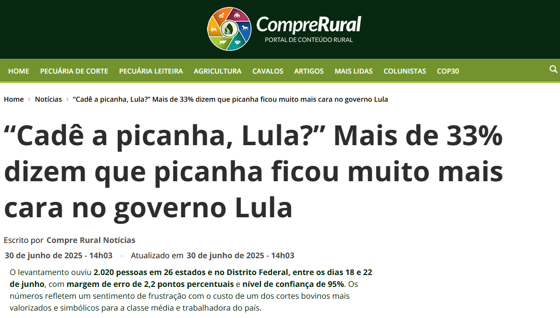Compre Rural cita pesquisa realizada pela Paraná Pesquisas. 2 Compre Rural cita pesquisa realizada pela Paraná Pesquisas.