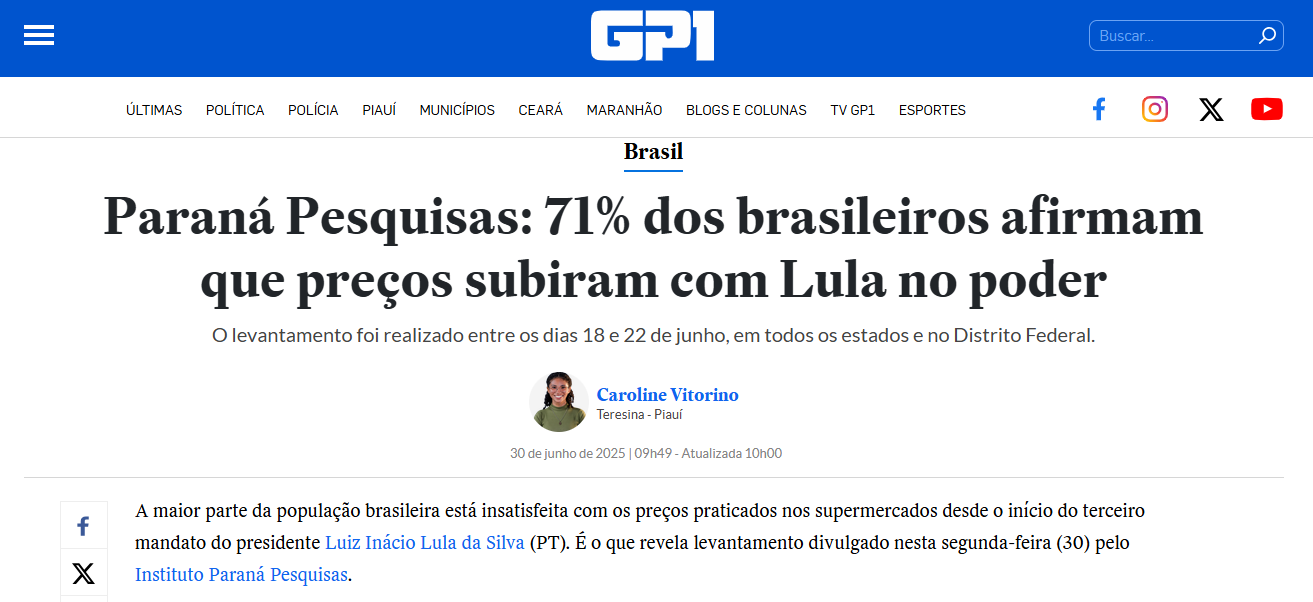GP1 cita pesquisa realizada pela Paraná Pesquisas. 1 GP1 cita pesquisa realizada pela Paraná Pesquisas.