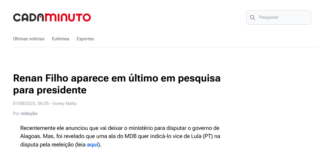 Cada Minuto cita pesquisa realizada pela Paraná Pesquisas no Estado da Bahia.
