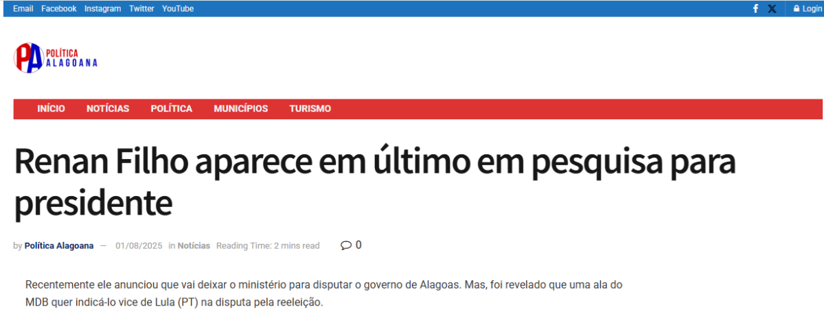 Política Alagoana cita pesquisa realizada pela Paraná Pesquisas no Estado da Bahia. 2 Política Alagoana cita pesquisa realizada pela Paraná Pesquisas no Estado da Bahia.
