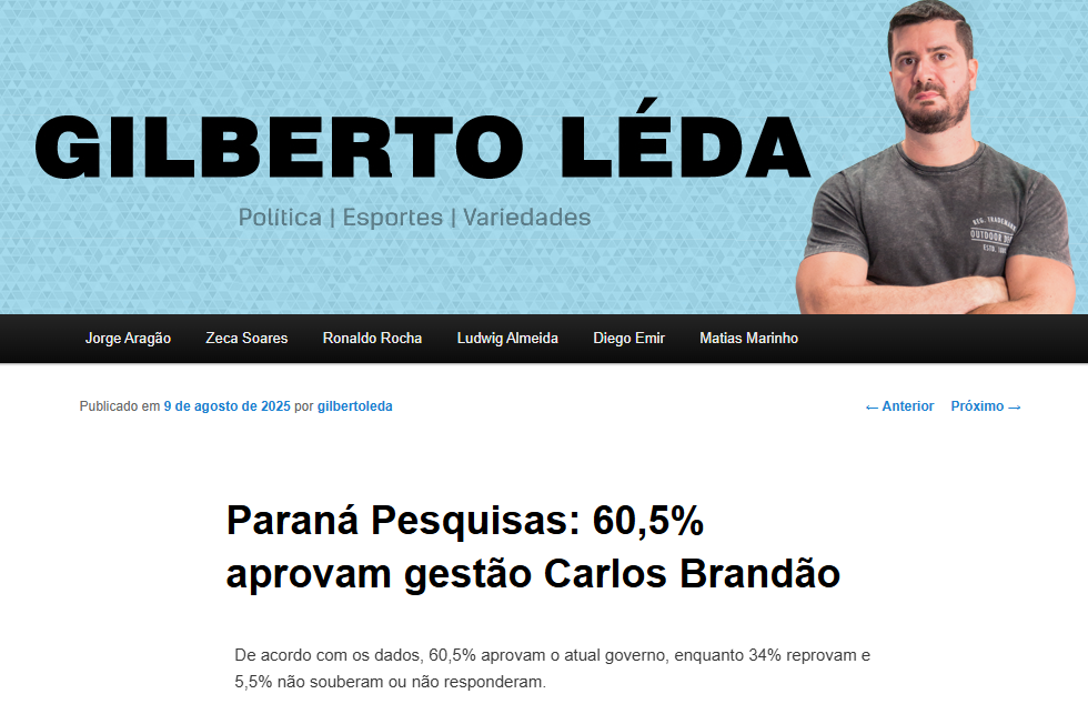Blog Gilberto Léda cita pesquisa realizada pela Paraná Pesquisas no Estado do Maranhão.