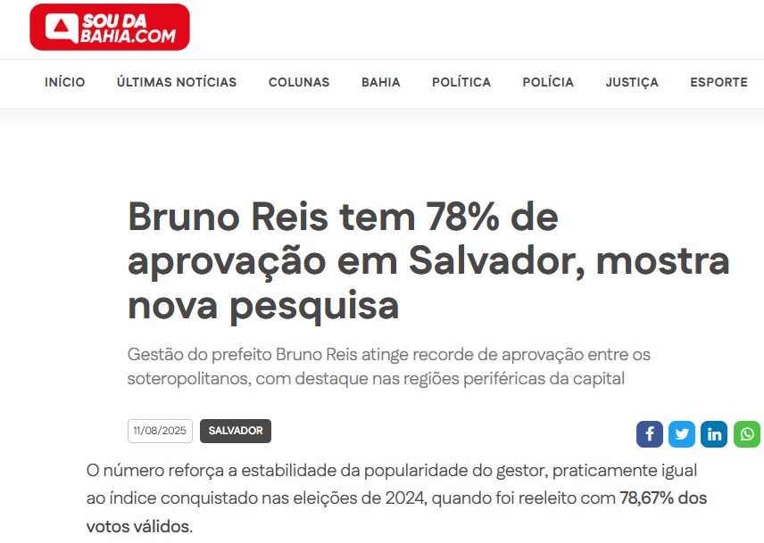 Sou da Bahia cita pesquisa realizada pela Paraná Pesquisas no Município de Salvador. 2 Sou da Bahia cita pesquisa realizada pela Paraná Pesquisas no Município de Salvador.