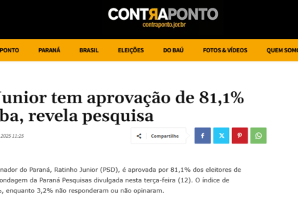 Contra Ponto cita pesquisa realizada pela Paraná Pesquisas no Município de Curitiba.