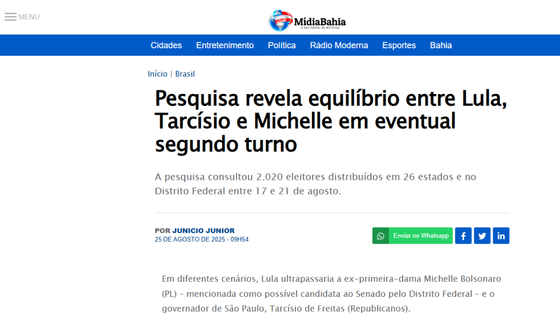 Mídia Bahia cita pesquisa realizada pela Paraná Pesquisas. 2 Mídia Bahia cita pesquisa realizada pela Paraná Pesquisas.