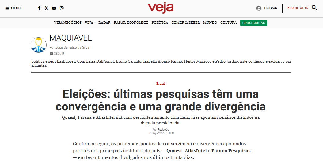 Veja cita pesquisa realizada pela Paraná Pesquisas. 2 Veja cita pesquisa realizada pela Paraná Pesquisas.